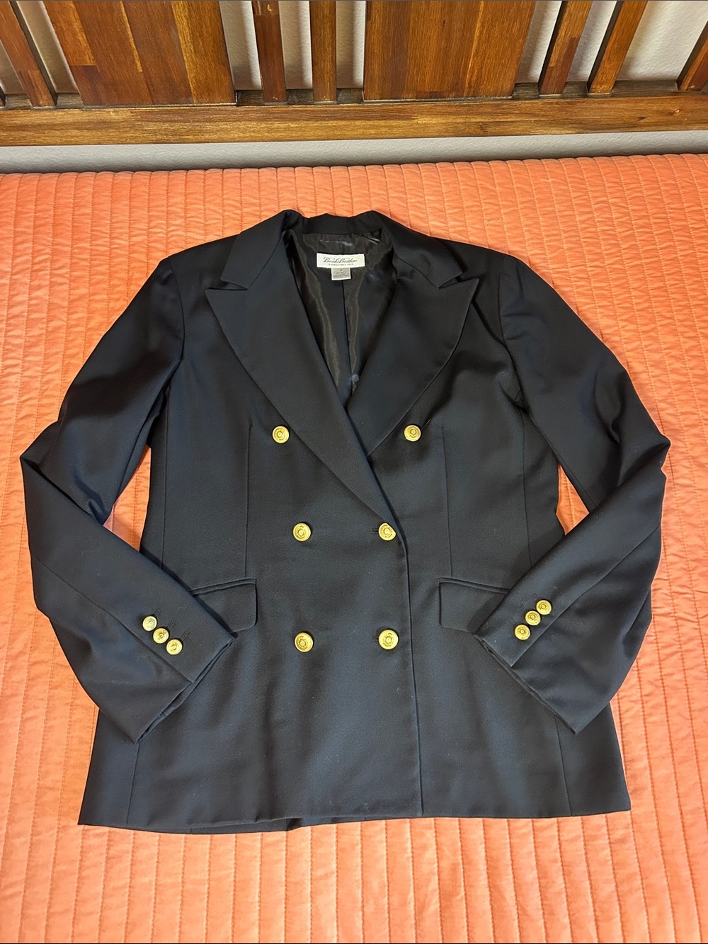 Vintage Brooks Brothers Preppy Wool double breasted blazer Navy women’s 12 - Picture 15 of 16
